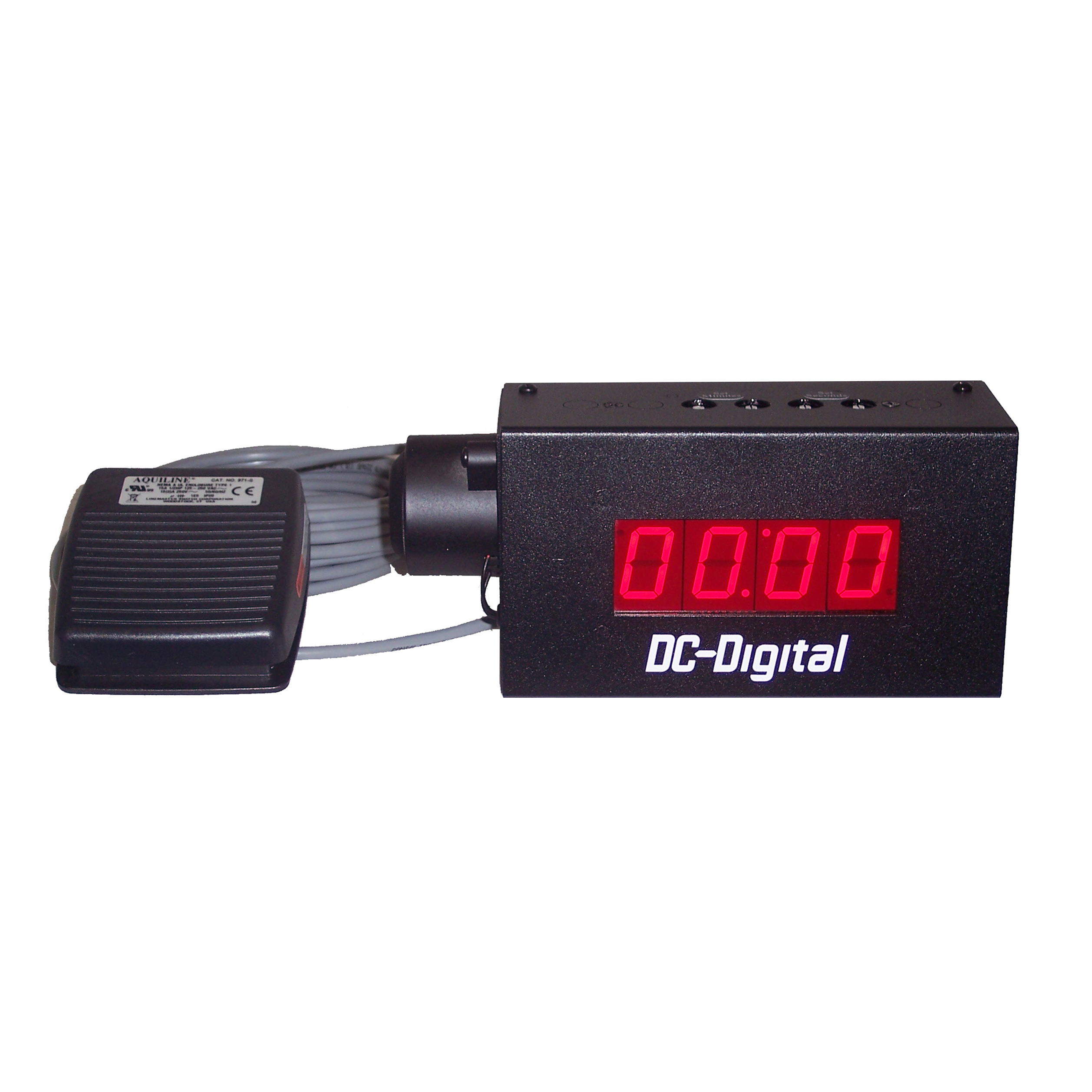 (DC-10T-DN-BCD-FOOT-HI-EOP) 1.0 Inch LED, BCD Rotary Switch Set, Foot-Switch Controlled, Digital Countdown Process Timer with High Output Adjustable EOP Buzzer